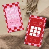 Retro Pink & Red Checkered Aesthetician Spa Salon Klantenkaartje