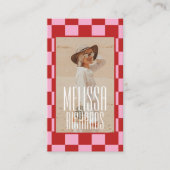 Retro Pink Red Groovy Beauty Salon Custom Photo Visitekaartje (Voorkant)