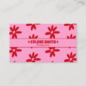 Retro Pink Red Groovy Floral Boho Girly Trendy Visitekaartje (Voorkant)
