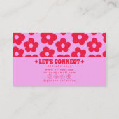 Retro Pink Red Groovy Floral Boho Girly Trendy Visitekaartje (Achterkant)