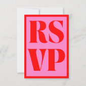 Retro Pink Red Pattern Bold Typography Wedding RSVP Kaartje (Achterkant)