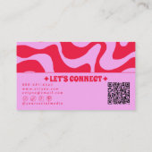 Retro Pink Red QR Code Boho Groovy Funky Trendy  Visitekaartje (Achterkant)