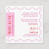 Retro Pink & Red Trendy Business Logo Bedankt Informatiekaartje (Achterkant)