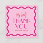 Retro Pink & Red Trendy Business Logo Bedankt Informatiekaartje (Voorkant)