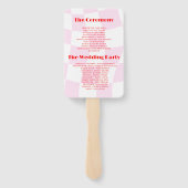 Retro Pink Red Wedding Program Handje Fan Handwaaier (Achterkant)