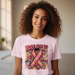 Retro Pink Ribbon Hope Tour '25 Kankerbewustzijn T-shirt