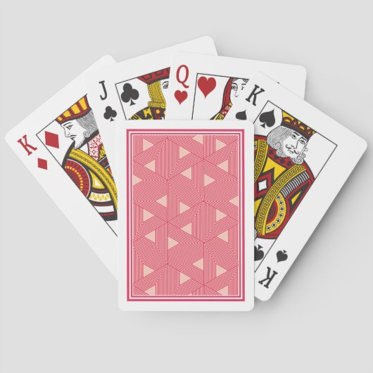 Retro Pink Sakura Japan driehoek Geometric Pattern Pokerkaarten (Achterkant)