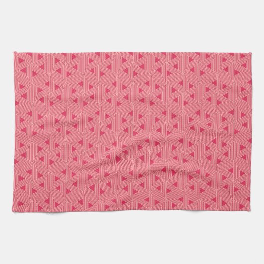 Retro Pink Sakura Japan driehoek Geometric Pattern Theedoek (Horizontaal)