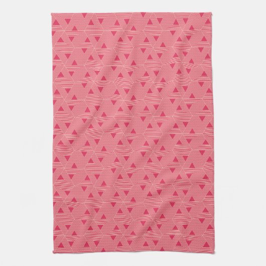 Retro Pink Sakura Japan driehoek Geometric Pattern Theedoek (Verticaal)