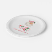 Retro Pink Santa Baby christmas baby shower Papieren Bordje (Gekanteld)