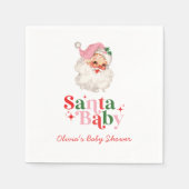 Retro Pink Santa Baby christmas baby shower Servet (Voorkant)