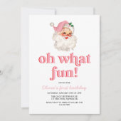 Retro Pink Santa oh wat een leuke verjaardag Kaart (Voorkant)