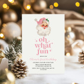 Retro Pink Santa oh wat een leuke verjaardag Kaart