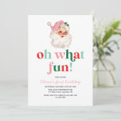 Retro Pink Santa oh wat een leuke verjaardag Kaart (Staand voorkant)