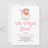 Retro Pink Santa oh wat een leuke verjaardag Kaart (Voorkant)