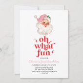 Retro Pink Santa oh wat een leuke verjaardag Kaart (Voorkant)