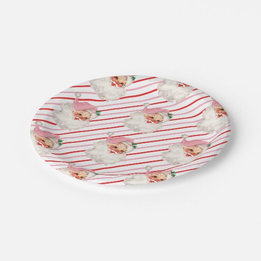 Retro Pink Santa Oh Wat leuk Papieren Bordje (Gekanteld)