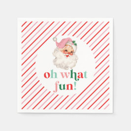 Retro Pink Santa Oh Wat leuk Servet
