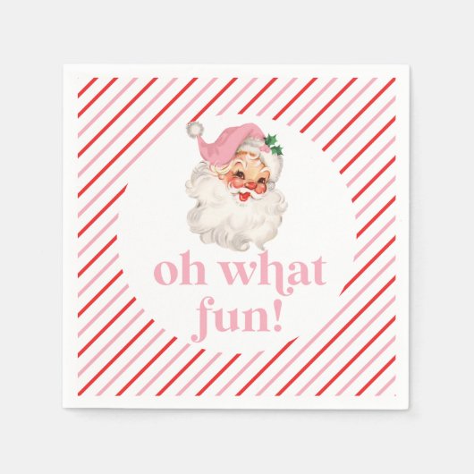 Retro Pink Santa Oh Wat leuk Servet (Voorkant)