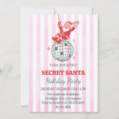 Retro Pink Secret Santa Disco Holiday Party        Kaart (Voorkant)