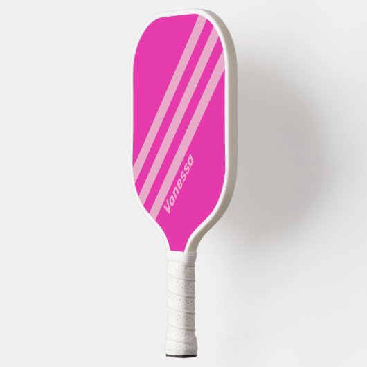 Retro Pink Sky Drie strepen met naam Pickleball Paddle (Links)