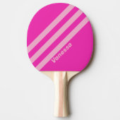 Retro Pink Sky Drie strepen met naam Tafeltennisbatje (Voorkant)