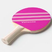 Retro Pink Sky Drie strepen met naam Tafeltennisbatje (Voorkant Gekanteld)
