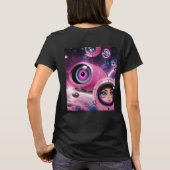 Retro Pink Space Girl in de sterren T-shirt (Achterkant)