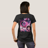 Retro Pink Space Girl in de sterren T-shirt (Achterkant volledig)