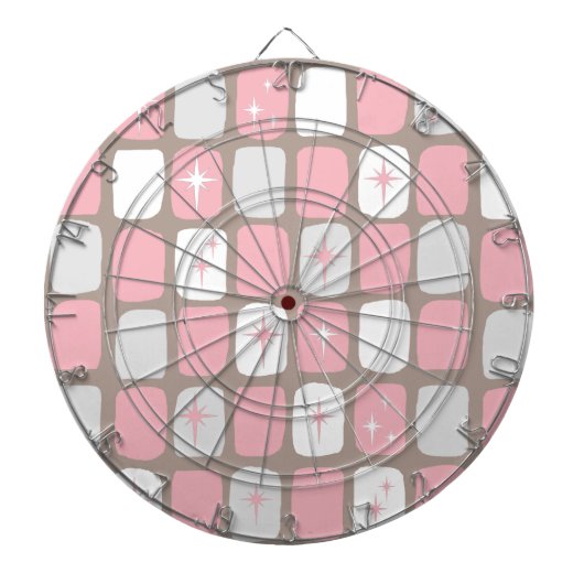 Retro Pink Starbursts Dart Board Dartbord (Voorkant)