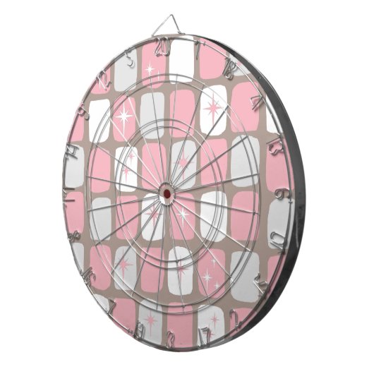 Retro Pink Starbursts Dart Board Dartbord (Voorkant Rechts)