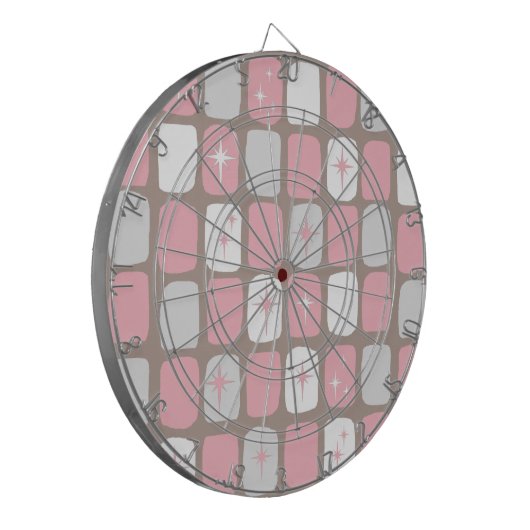 Retro Pink Starbursts Dart Board Dartbord (Voorkant Links)