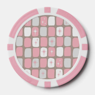 Retro Pink Starbursts Poker Chips