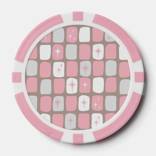 Retro Pink Starbursts Poker Chips (Voorkant)