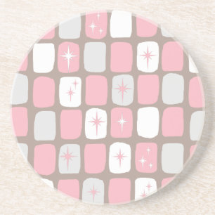 Retro Pink Starbursts Sandstone Drink Onderzetter