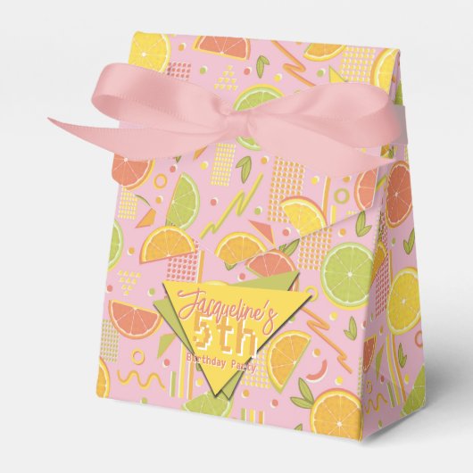 Retro Pink Summer Citrus Fruit Birthday Bedankdoosjes (Voorkant Zijde)