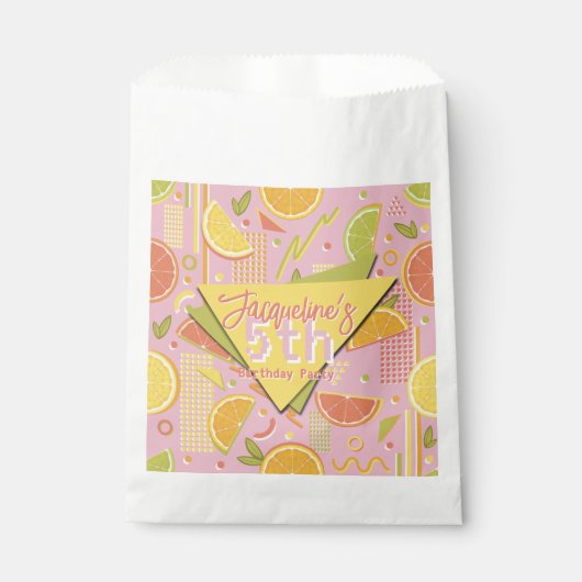 Retro Pink Summer Citrus Fruit Birthday Bedankzakje (Voorkant)