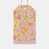 Retro Pink Summer Citrus Fruit Birthday Cadeaulabel (Achterkant)