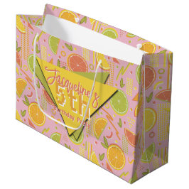 Retro Pink Summer Citrus Fruit Birthday Groot Cadeauzakje
