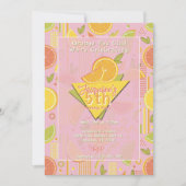 Retro Pink Summer Citrus Fruit Birthday Kaart (Voorkant)