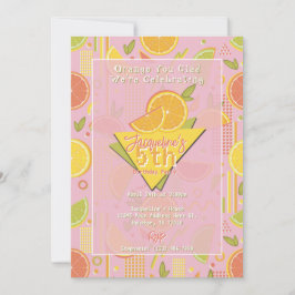 Retro Pink Summer Citrus Fruit Birthday Kaart