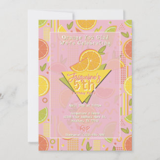 Retro Pink Summer Citrus Fruit Birthday Kaart