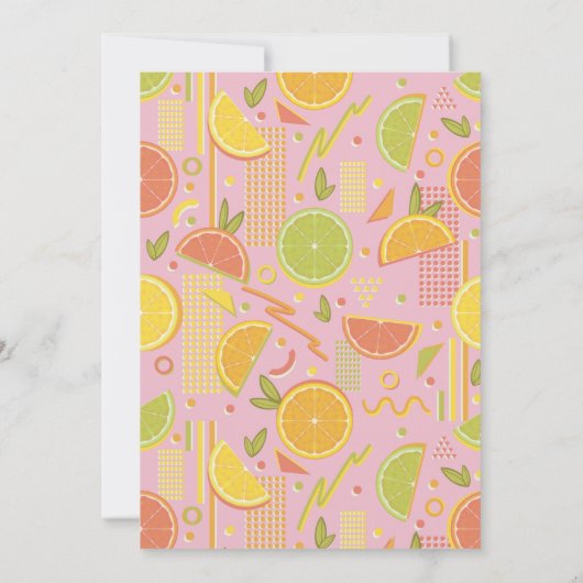 Retro Pink Summer Citrus Fruit Birthday Kaart (Achterkant)