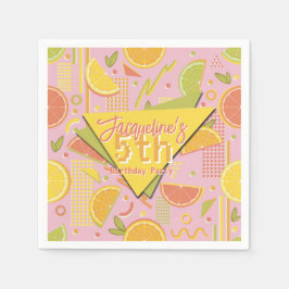 Retro Pink Summer Citrus Fruit Birthday Servet