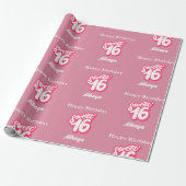 Retro Pink Sweet 16e verjaardag Cadeaupapier (Uitgerold)