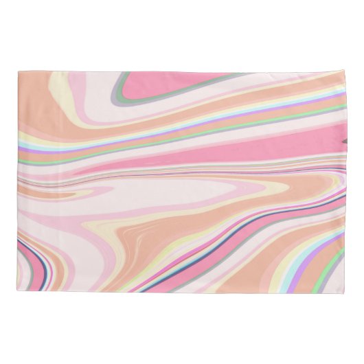 Retro Pink Swirl Liquid Painting Aesthetic Design Kussensloop (Achterkant)
