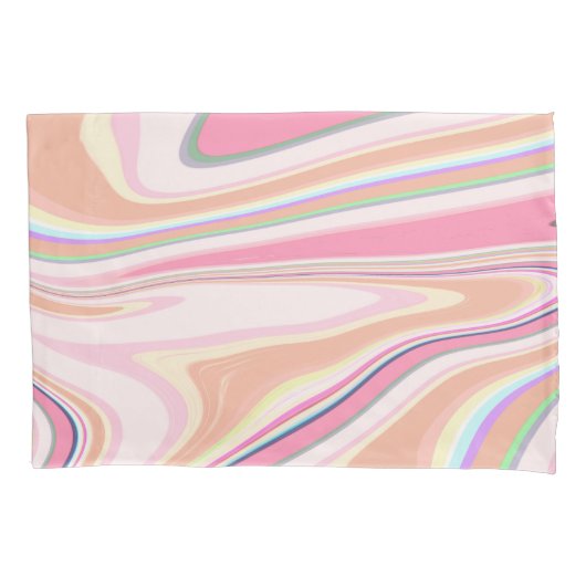 Retro Pink Swirl Liquid Painting Aesthetic Design Kussensloop (Voorkant)
