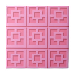 Retro Pink Trellis Ceramic Tile Tegeltje