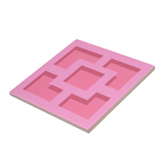 Retro Pink Trellis Ceramic Tile Tegeltje (Zijkant)
