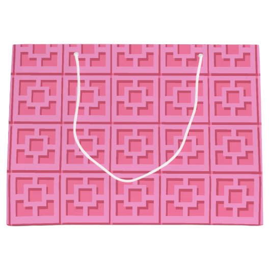 Retro Pink Trellis Gift Bag Groot Cadeauzakje (Voorkant)